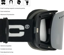BLOC Fifty-Five Goggle - Matt White-Blue Mirror Lens-Powder Lens