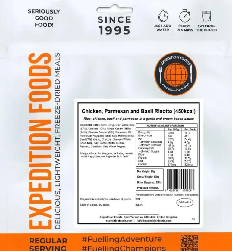 Expedition Foods Chicken Parmesan and Basil Risotto - 450kcal