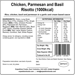 Expedition Foods Chicken Parmesan and Basil Risotto - 1000kcal
