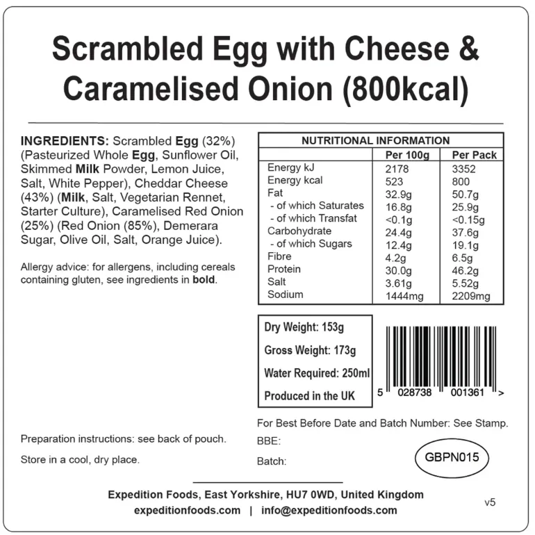 Expedition Foods Scrambled Egg with Cheese and Caramelised Onion - 800kcal