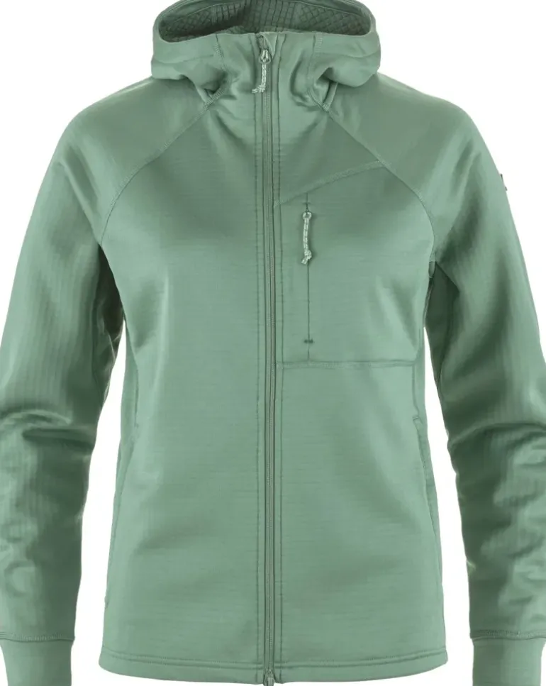 Fjallraven Womens Abisko Grid Fleece Hoodie - Patina Green