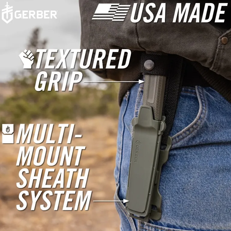 Gerber Strongarm Camp Knife and Sheath - Green