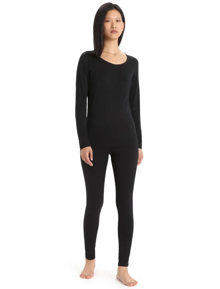 Icebreaker Womens 200 Oasis LS Scoop Tee - Black