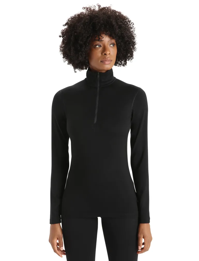 Icebreaker Womens 200 Oasis LS Half Zip Top - Black