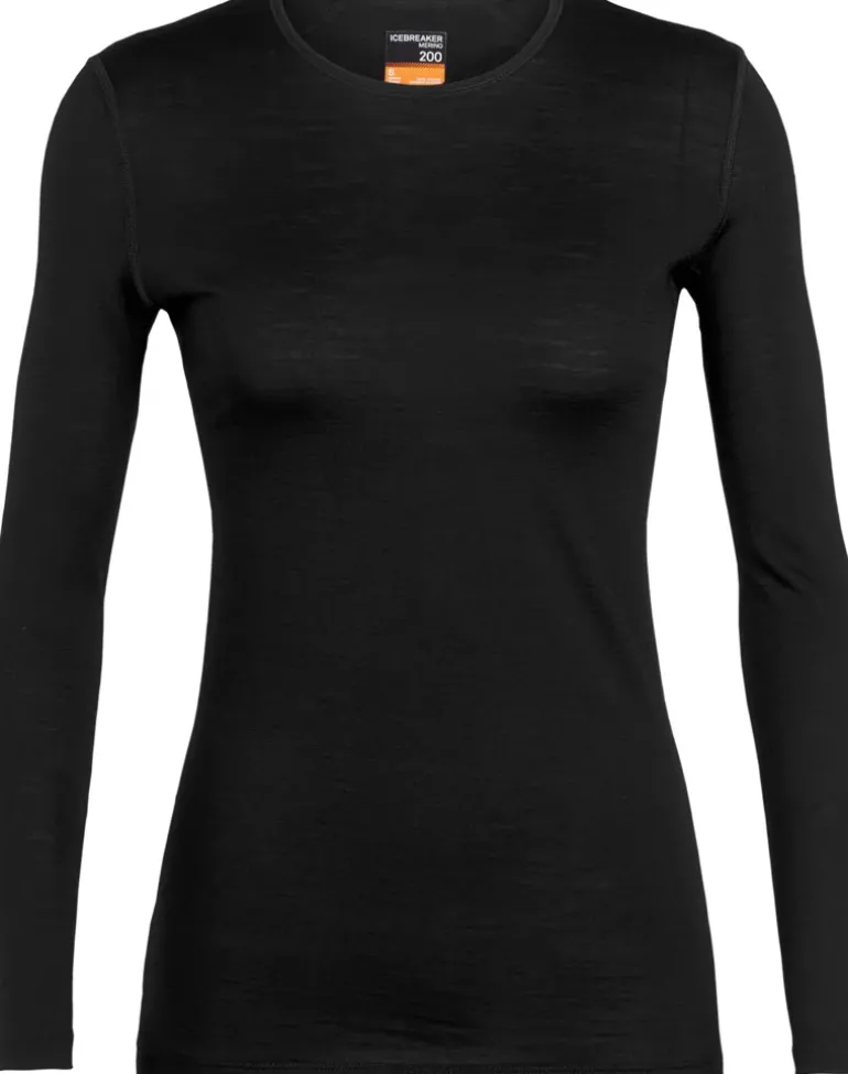 Icebreaker Womens 200 Oasis LS Crewe Top - Black