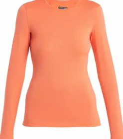 Icebreaker Womens 200 Oasis LS Crewe Top - Tang