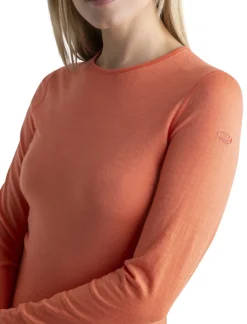 Icebreaker Womens 200 Oasis LS Crewe Top - Tang