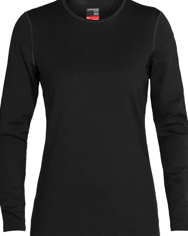 Icebreaker Womens 260 Tech Long Sleeved Crewe Top - Black