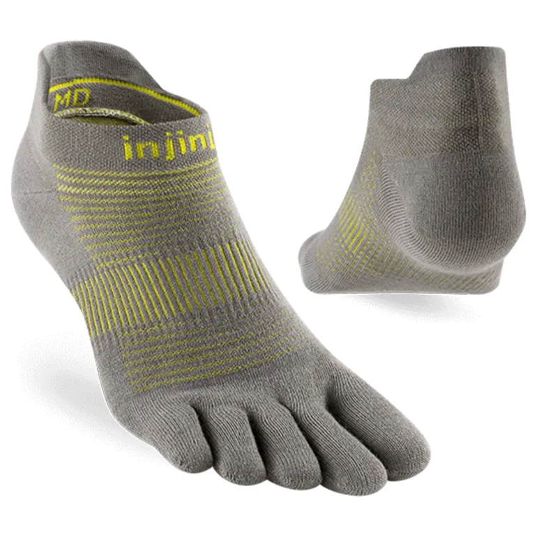 Injinji Mens Run Lightweight No Show Toe Socks - Neon Silver