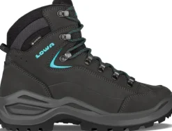 LOWA Womens Renegade Evo GTX Mid S Boots - Narrow Width - Asphalt-Turquoise