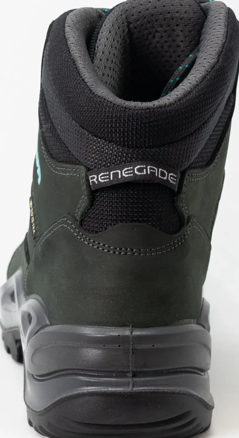 Lowa Womens Renegade GTX Mid S Boots - Narrow Width - Asphalt-Turquoise