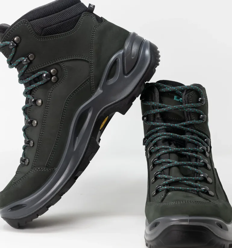 Lowa Womens Renegade GTX Mid S Boots - Narrow Width - Asphalt-Turquoise