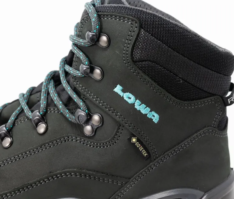 Lowa Womens Renegade GTX Mid S Boots - Narrow Width - Asphalt-Turquoise