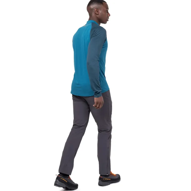 Mountain Equipment Mens Nava LS Zip T - Majolica Blue