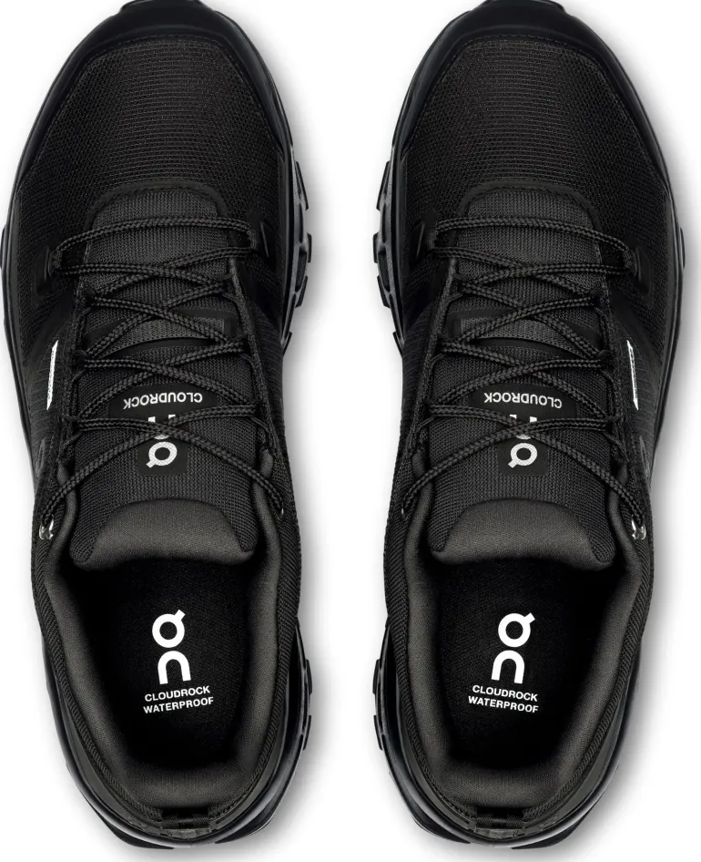 ON Mens Cloudrock Low Waterproof Shoes - Black-Black