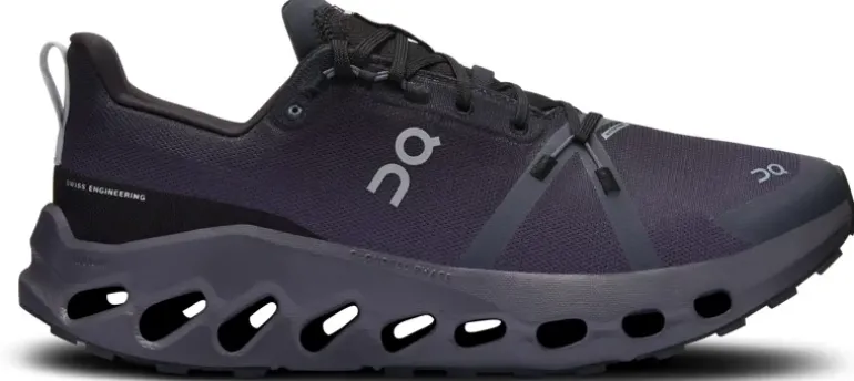 ON Mens Cloudsurfer Trail Waterproof Shoes - Black-Eclipse