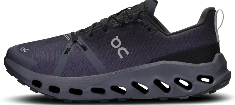ON Mens Cloudsurfer Trail Waterproof Shoes - Black-Eclipse