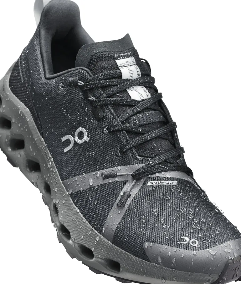 ON Mens Cloudsurfer Trail Waterproof Shoes - Black-Eclipse