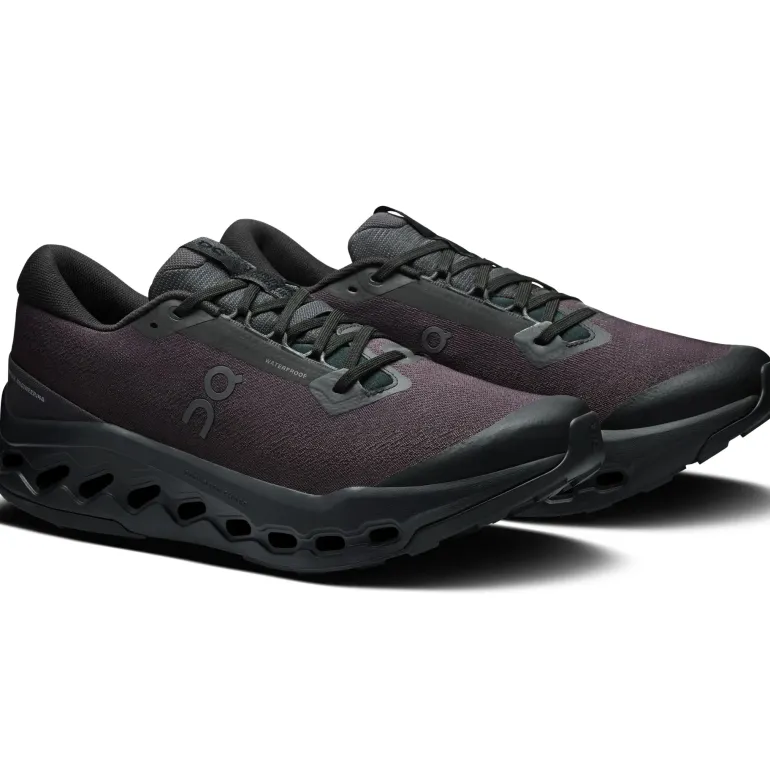 ON Mens Cloudsurfer Trail 2 WP Running Shoes - Black-Black