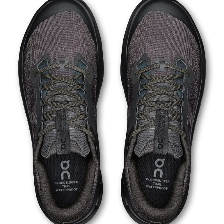 ON Mens Cloudsurfer Trail 2 WP Running Shoes - Black-Black