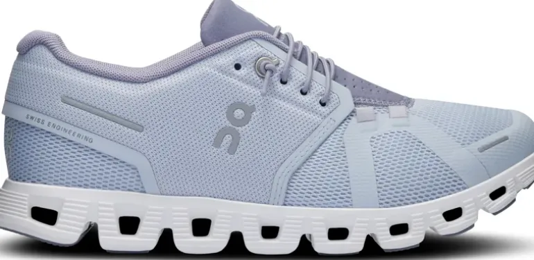 ON Womens Cloud 5 Shoes - Heather-Fossil
