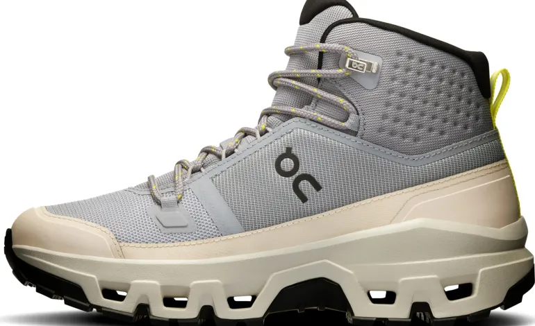 ON Womens Cloudrock Mid Waterproof Shoes - Alloy-Ice