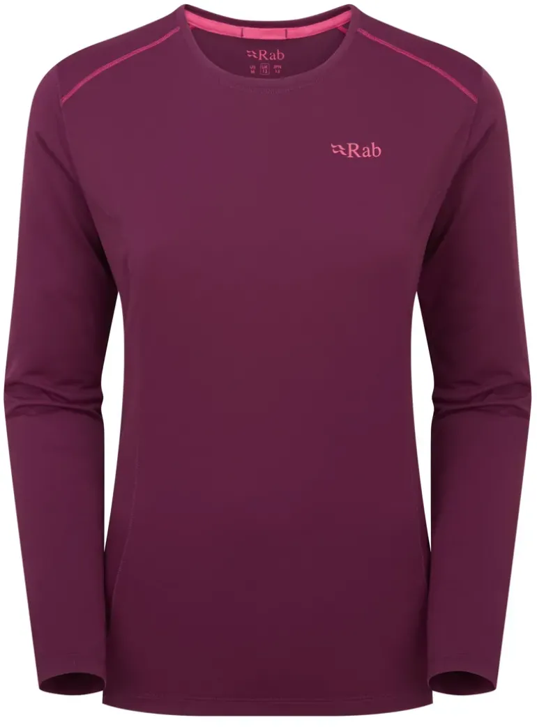 Rab Womens Force Long Sleeved Tee - Mulberry