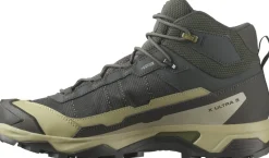 Salomon Mens X Ultra 5 Mid GTX Shoe - Peat-Gray Green-Blue Nights