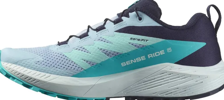 Salomon Womens Sense Ride 5 Shoes - Cashmere Blue-Carbon-Peacock Blue