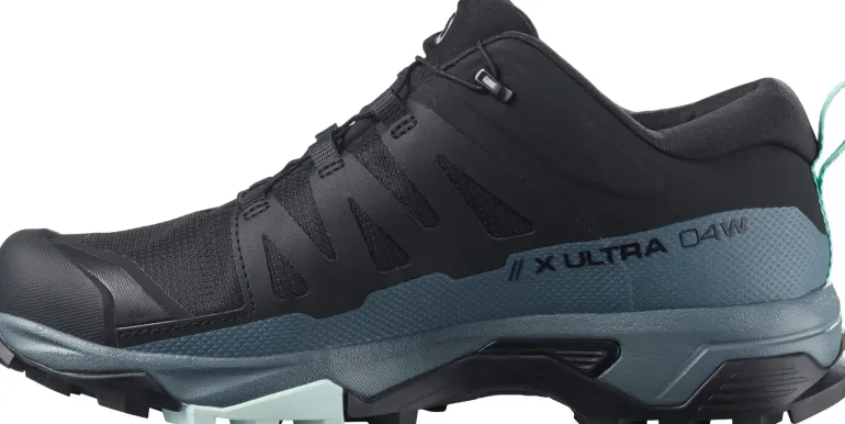 Salomon Womens X Ultra 4 GTX Hiking Shoes - Black-Stormy Weather-Opal Blue