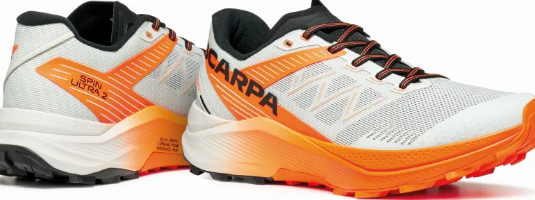Scarpa Mens Spin Ultra 2 Running Shoe - Ice-Orange Fluo