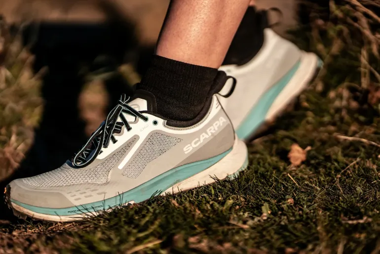 Scarpa Womens Golden Gate Kima RT Trail Running Shoes - Light Gray-Aruba Blue