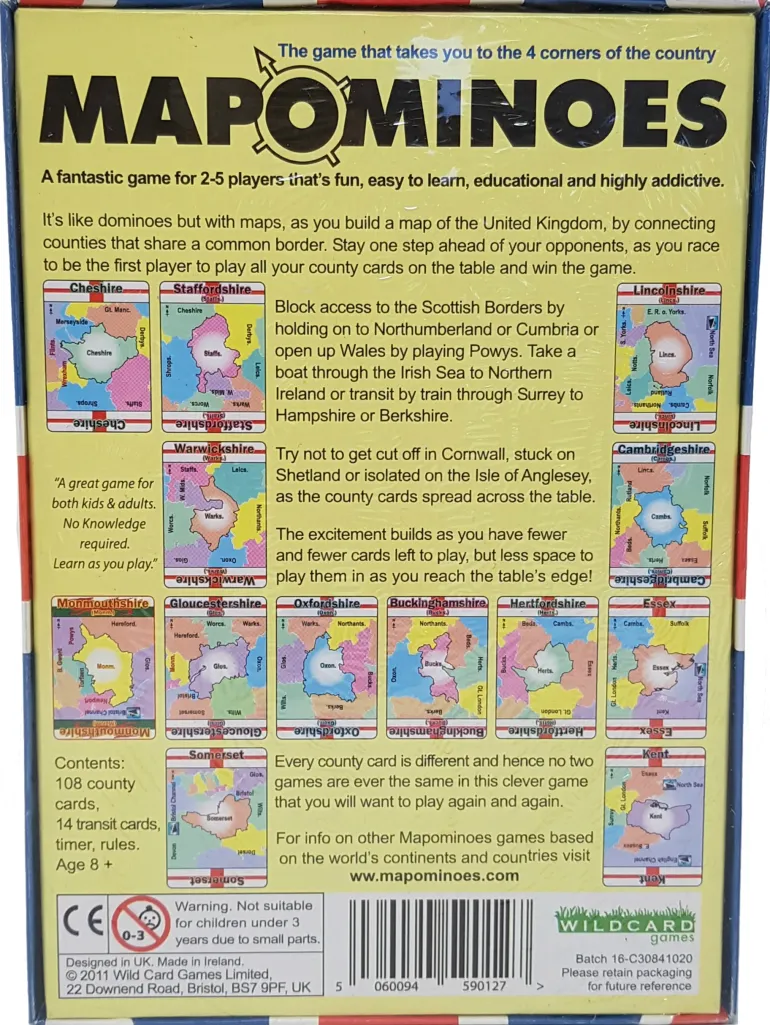 Wildcard Games Mapominoes - The Ultimate Geography Game - UK